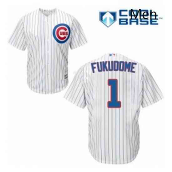 Mens Majestic Chicago Cubs 1 Kosuke Fukudome Replica White Home Cool Base MLB Jersey